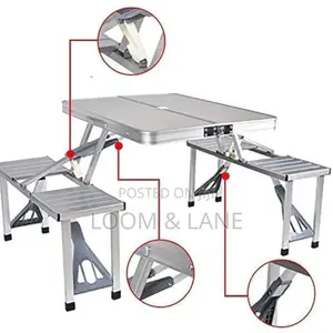 Aluminum Portable Folding Table With 4 Built in Seats