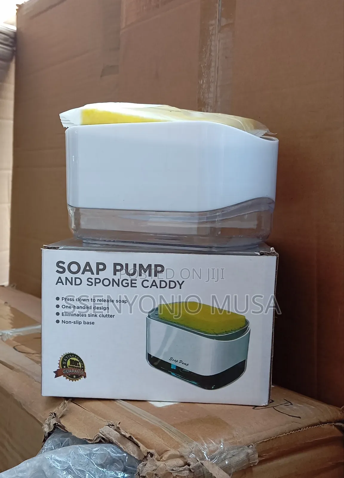 Kitchen Soap Dispenser With Sponge Holder - 12 Oz White
