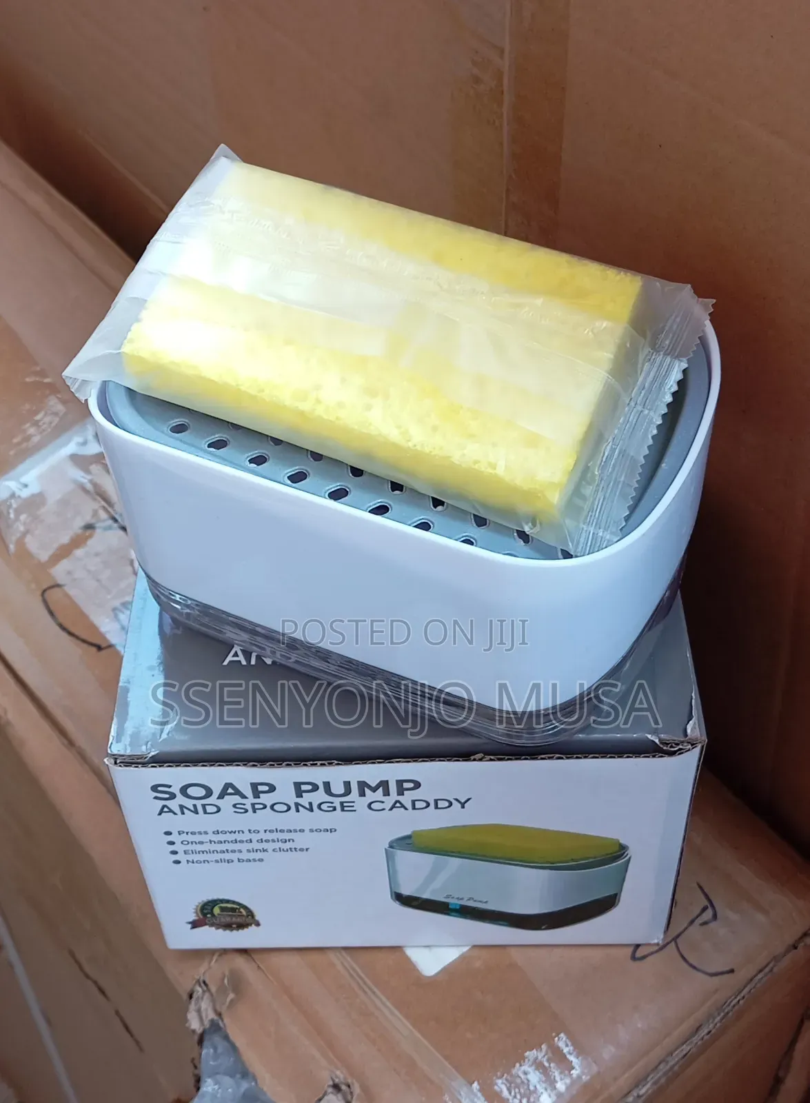 Kitchen Soap Dispenser With Sponge Holder - 12 Oz White