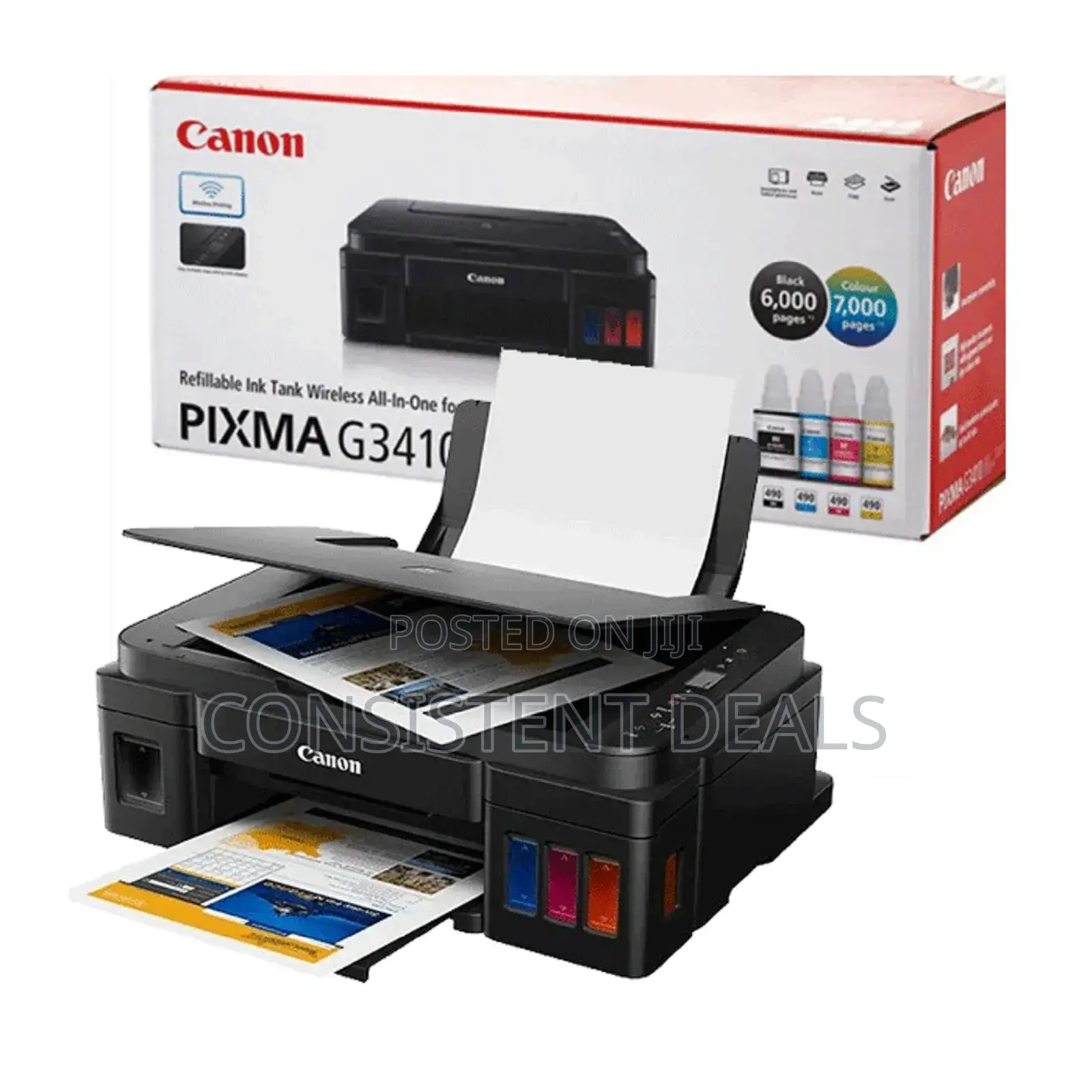 Canon Pixma G3410 Wireless All in One Printer (Refillable)