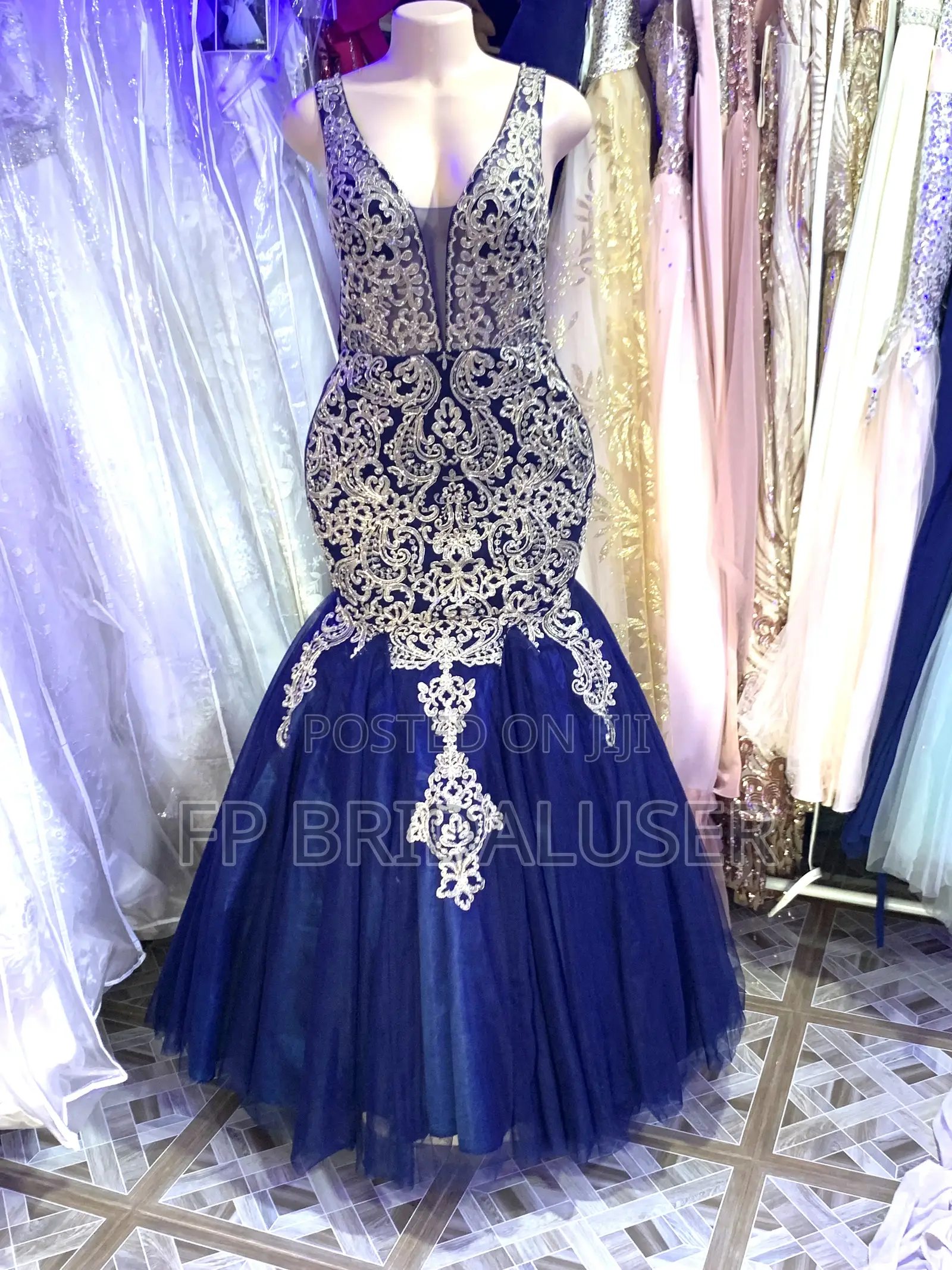 Navy Blue Mermaid Changing Dress for Hire
