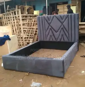 Modern Five by Six Bed in Gray Fabric