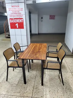 Plastic Chairs and Wooden Table Set