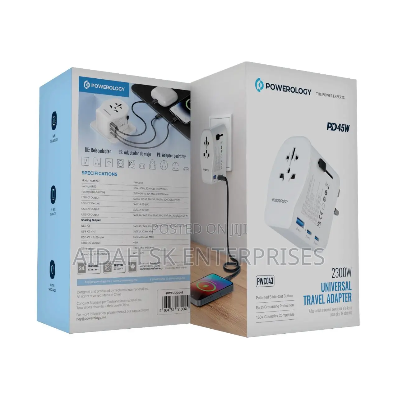 Powerology Universal Travel Adapter 2300w