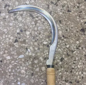 Serrated Weed Sickle With Hardened Steel Blade Wooden Handle