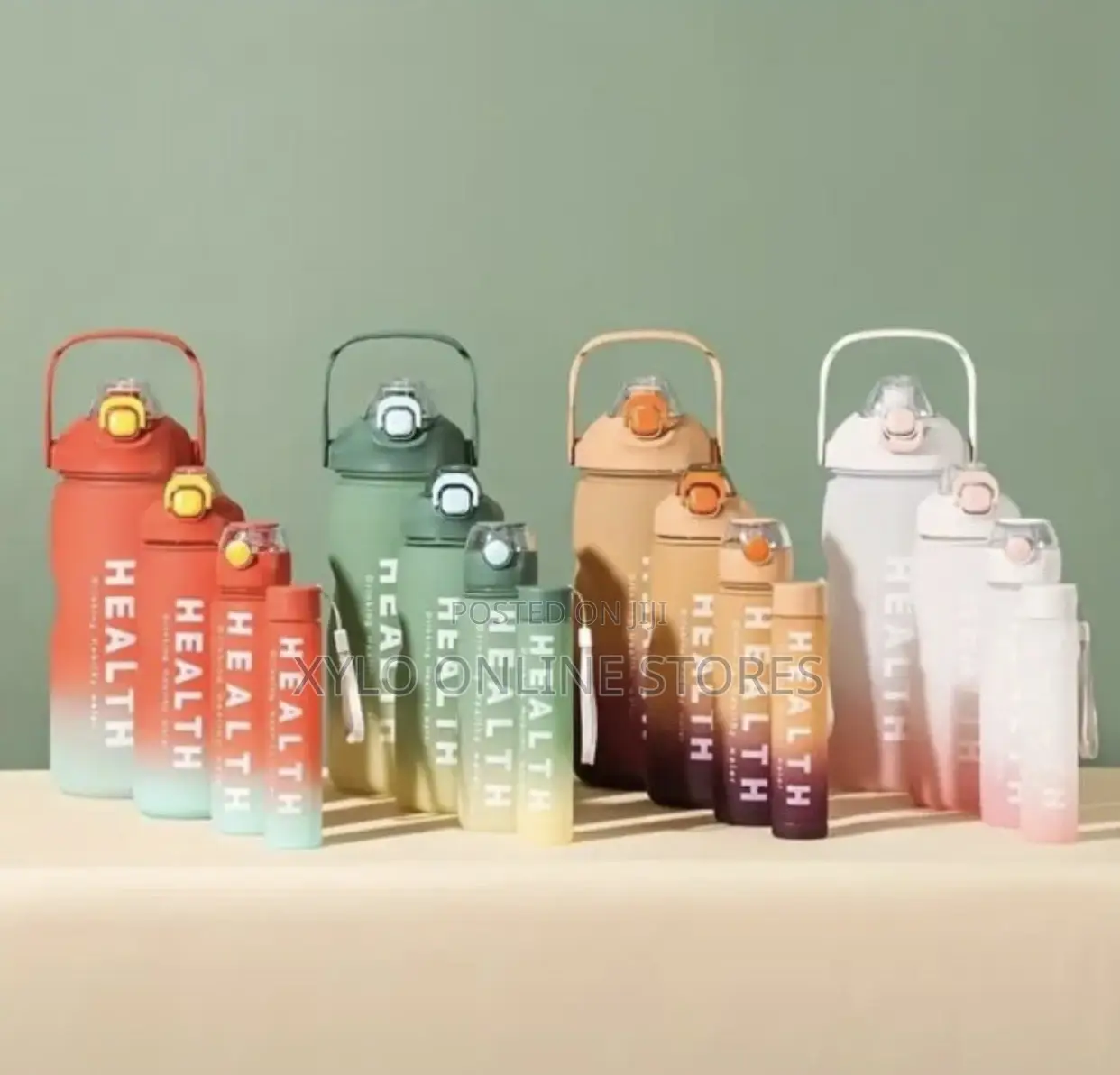 A Multi Coloured 4in 1 Plastic Water Bottle Set