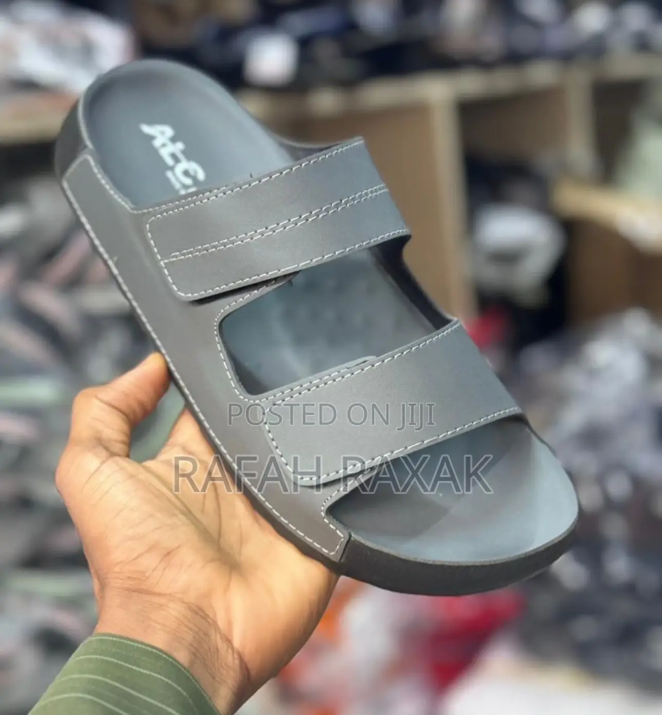 Men’S Classic Double Strap Grey Alc Sandals