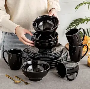 Ceramic Set of 6 Cups,6 Dinner Plates,6bowls,6side Plates