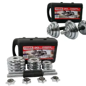 20kg Plated Adjustable Dumbbell/ Dumbells Set-Silver