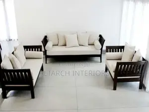 Wooden Curved Sofas in Dark Mahogany Color