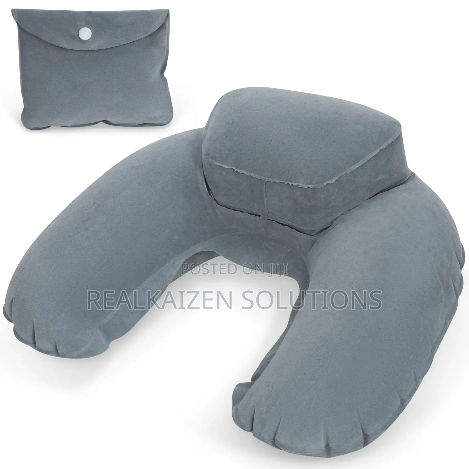 Supporting Inflatable Travel Cushioned Flocked Neck Pillow