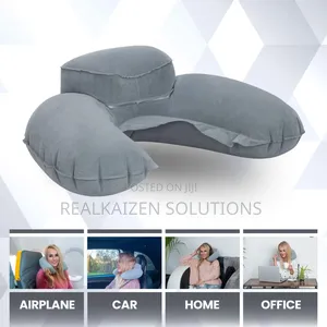 Supporting Inflatable Travel Cushioned Flocked Neck Pillow