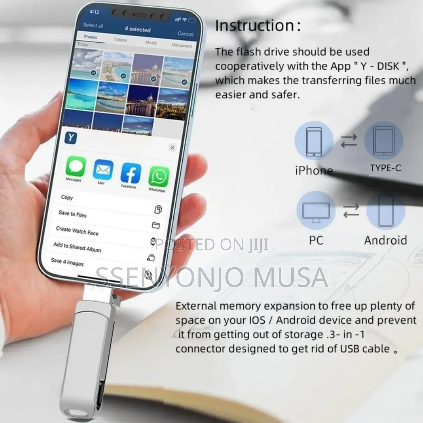 64gb 4in1 Usb Flash Drive - Type-C, Usb, Apple, Android,Pc