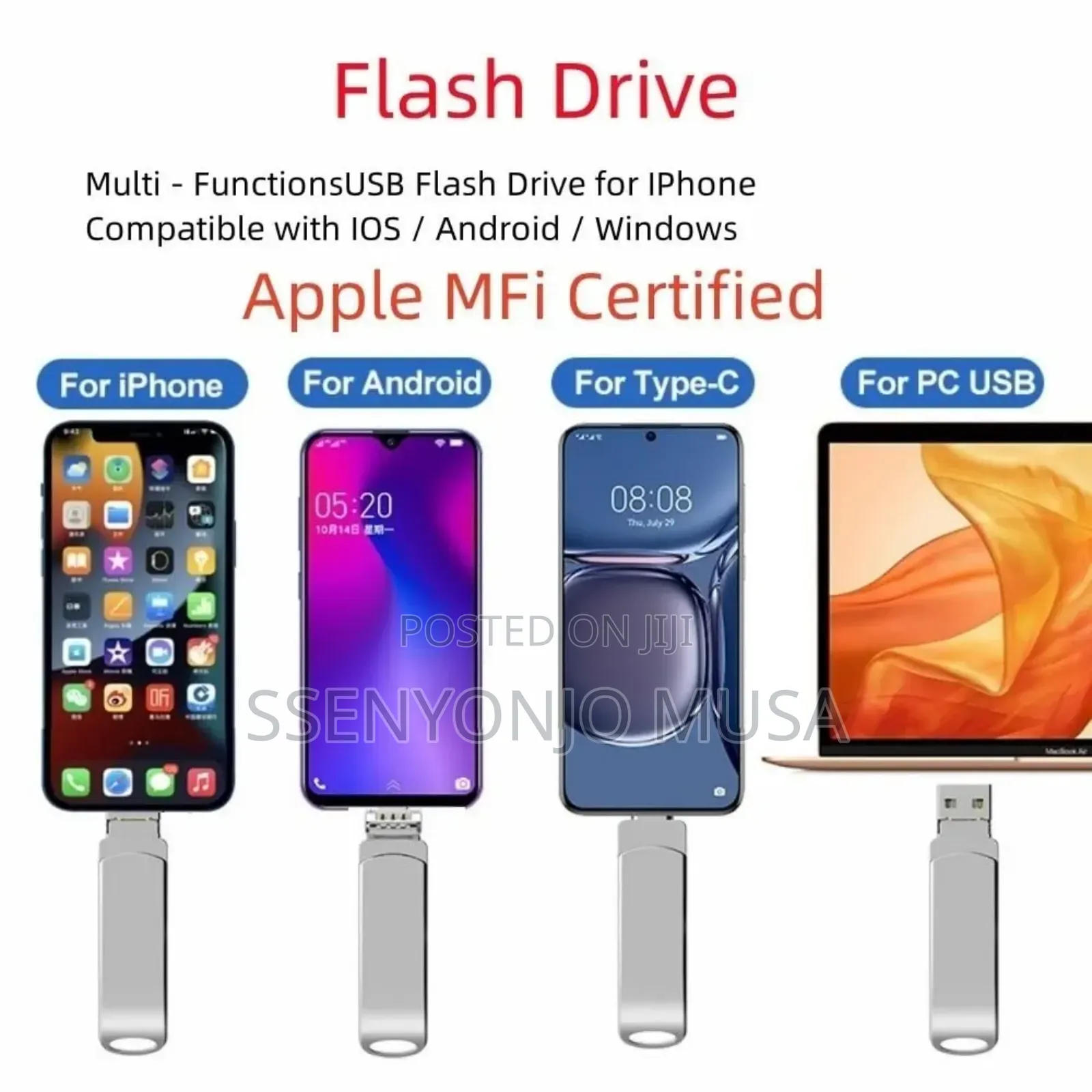 64gb 4in1 Usb Flash Drive - Type-C, Usb, Apple, Android,Pc