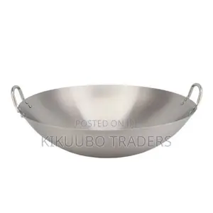 Stainless Steel Wok Stir Frying Pan - Silver