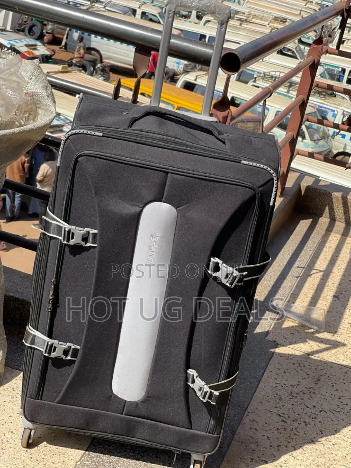 Large Size Strong Fabric Travel Cloth Suitcase - Black