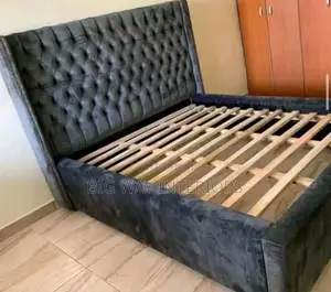 Dark Grey 5*6 Tufted Fabric Bed/ 5by6 Bed