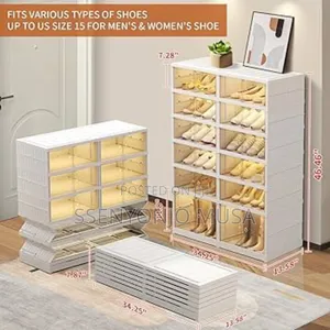 Plastic Folding Shoe Rack 6-Tier With Magnetic Clear Door