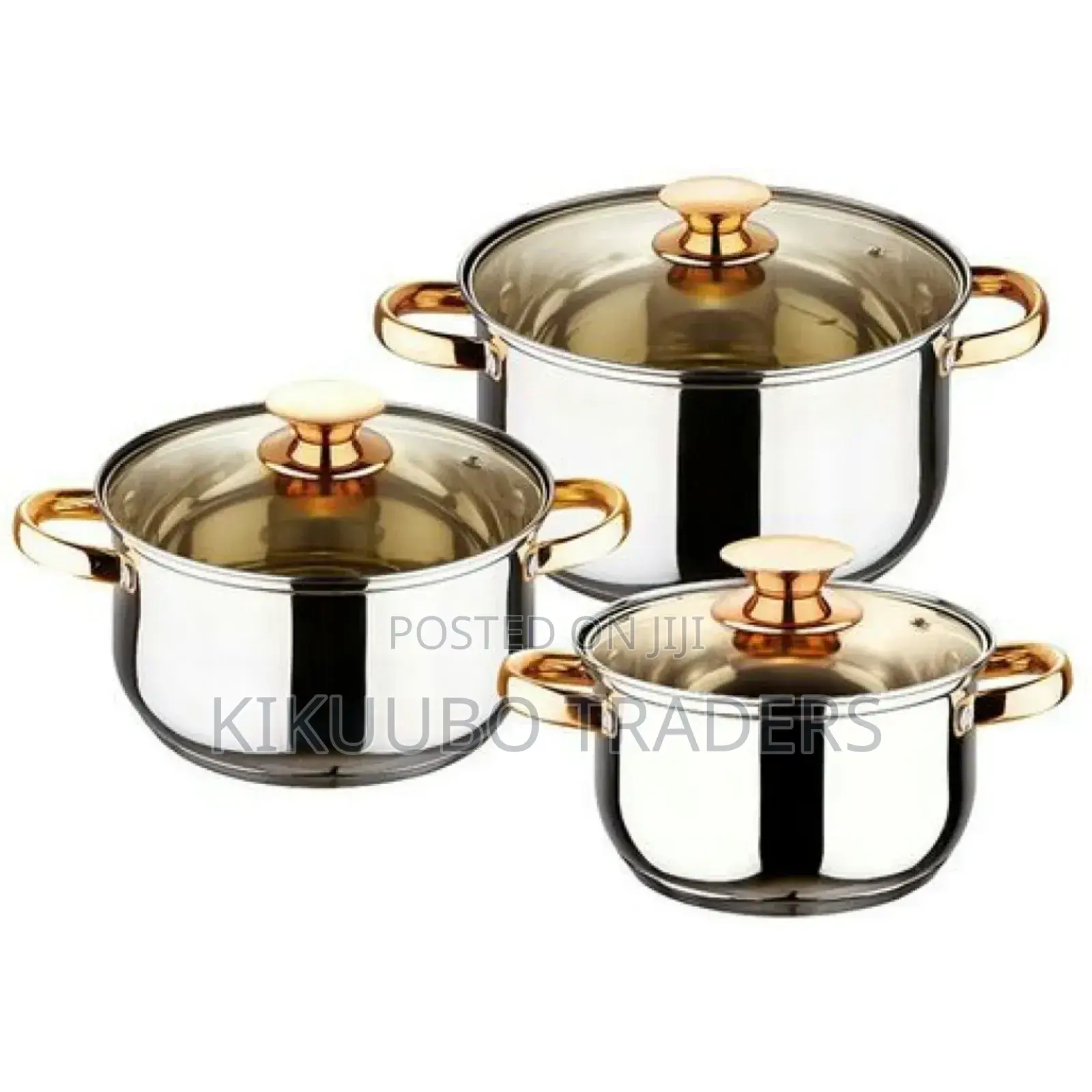 6pcs Gold Handle Stainless Steel Cookware Set