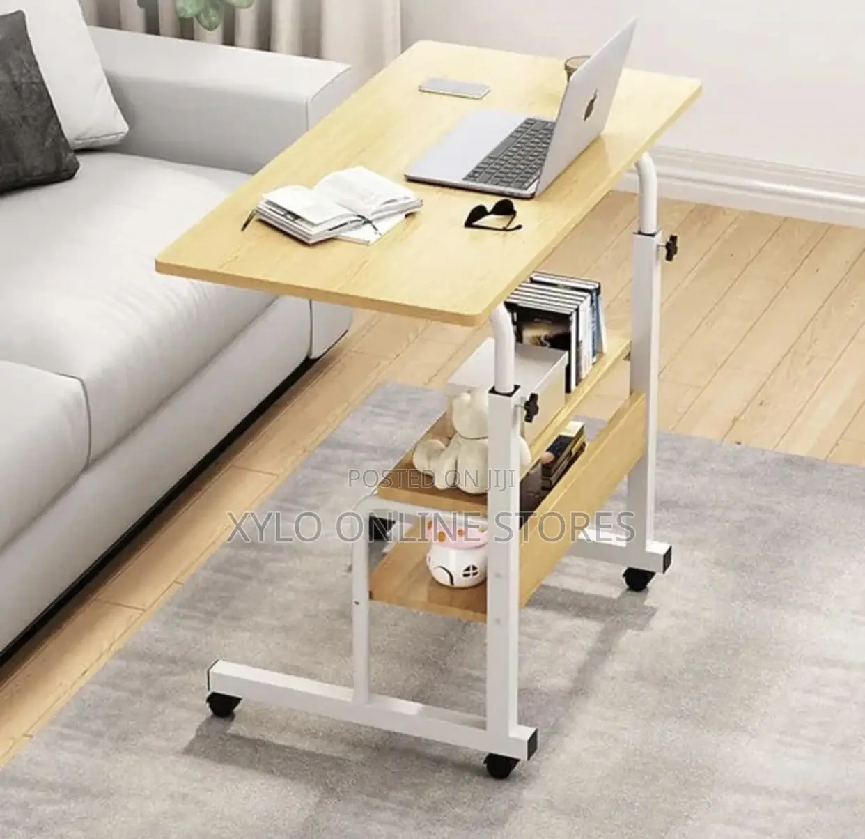 Foldable and Movable Reading Table With Wheels,Multicolored