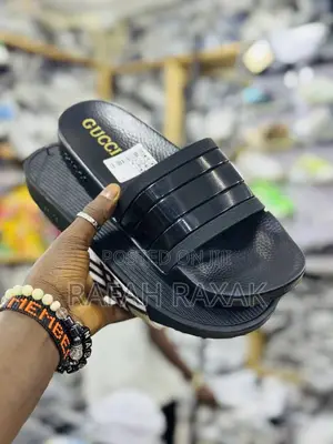 Men’S Triple Black Gucci Slides Push In Sandals