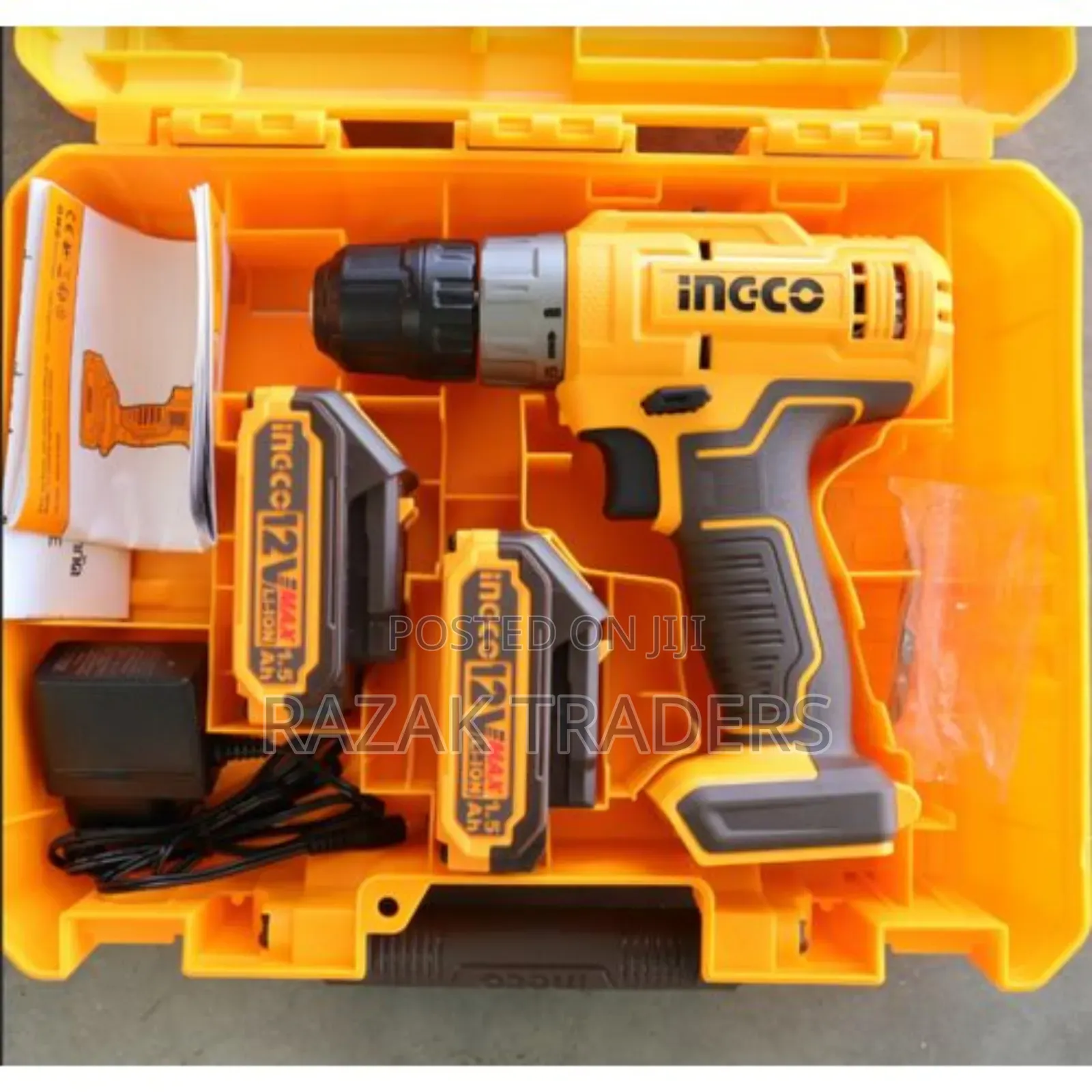 Ingco Cordless Hammer Impact Drill 12v With Two Batteries