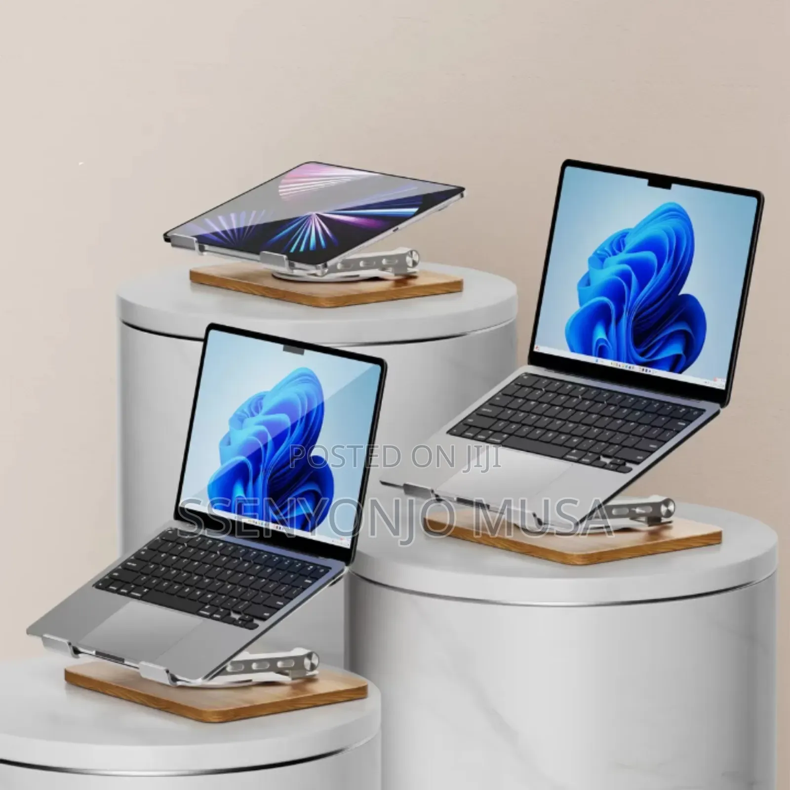 Adjustable Metal Laptop Stand With 360° Rotating Base