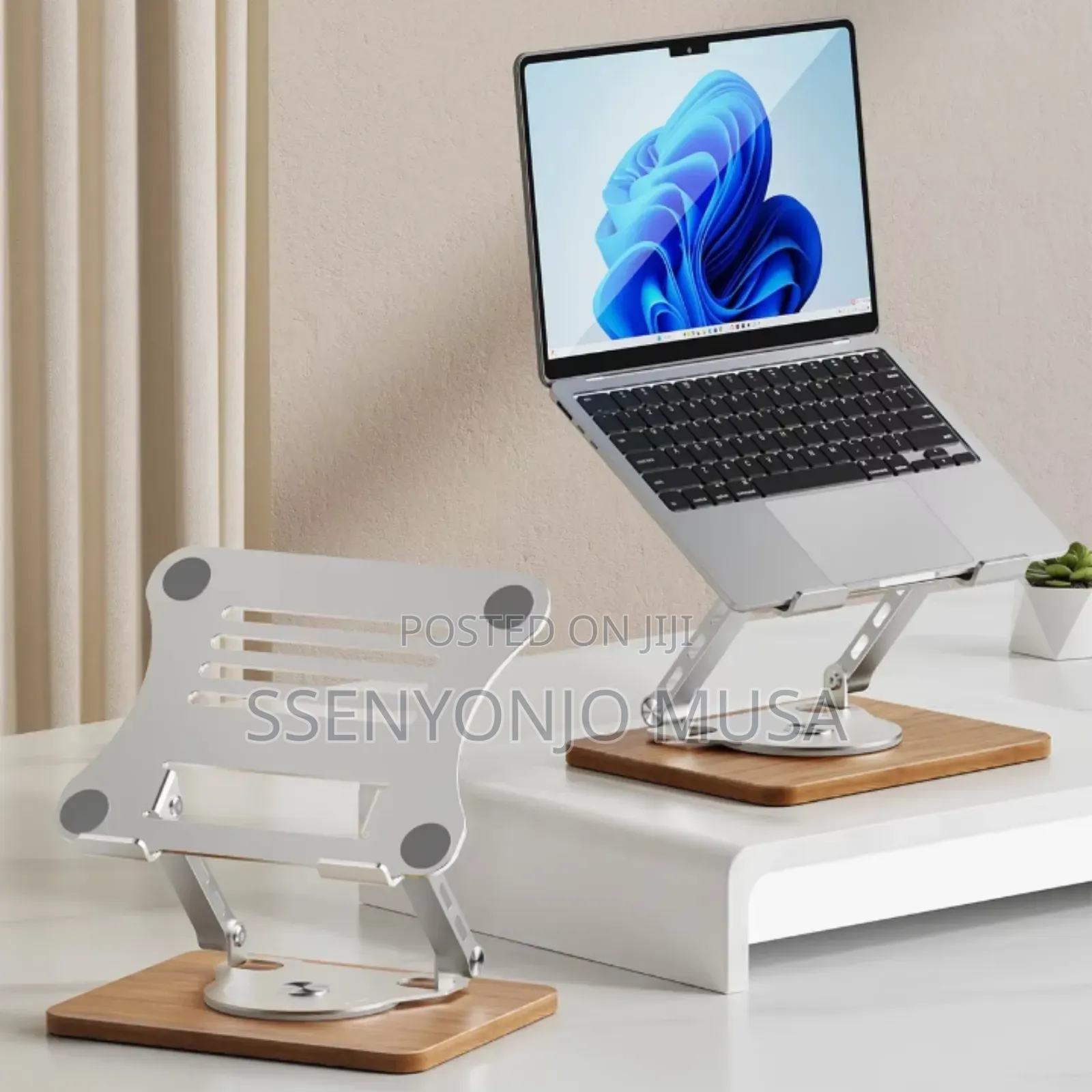 Adjustable Metal Laptop Stand With 360° Rotating Base