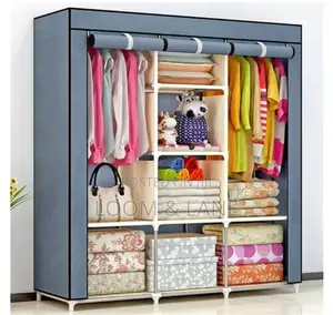 3 Column Cloth and Frame Portable Wardrobe