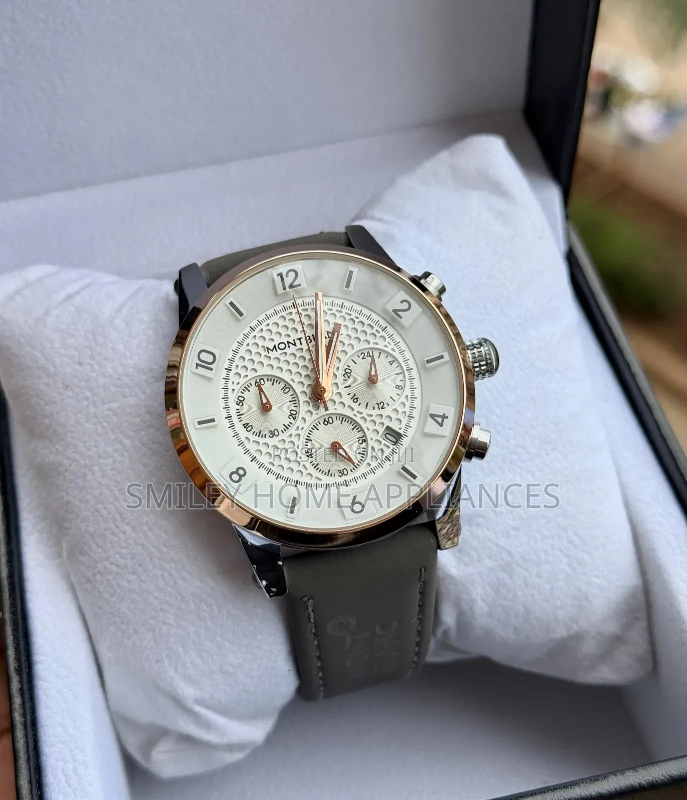 Montblanc Grey Leather Strapped Men's Vintage Time Piece