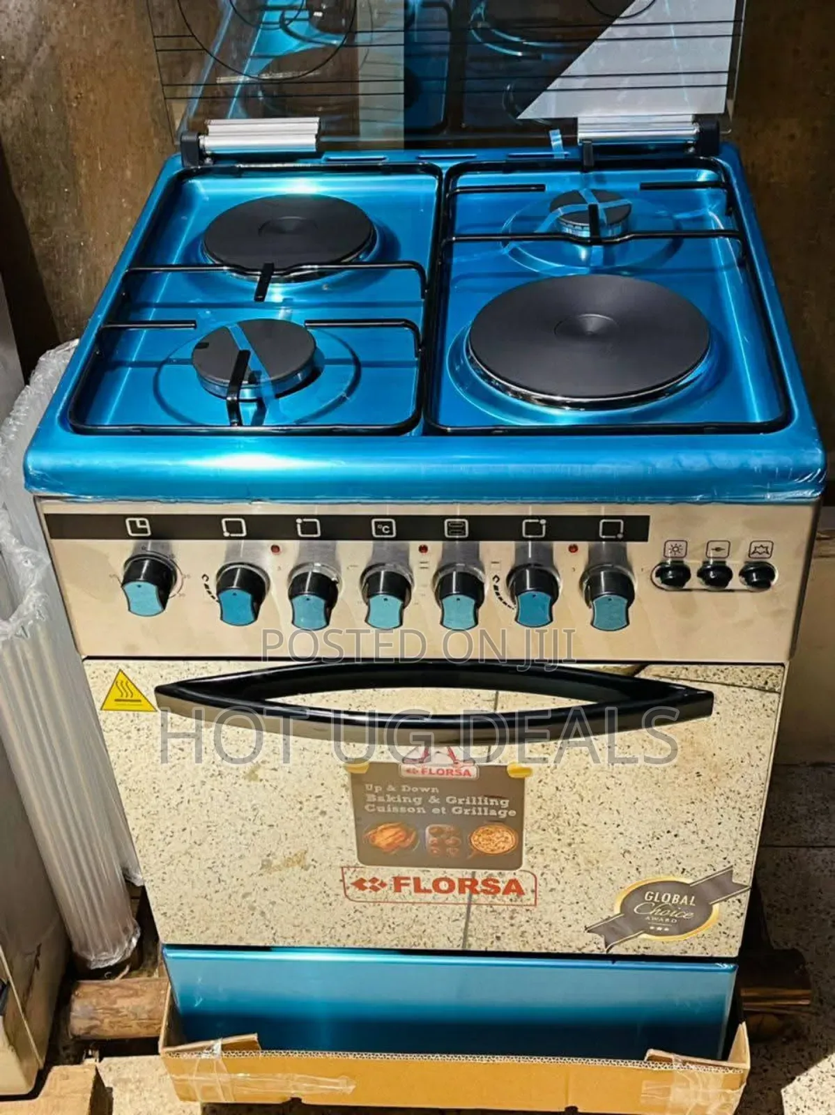 Florsa 60x60cm 2 Gas 2 Hotplate Cooker, Electric Oven, Timer