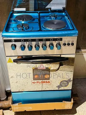 Florsa 60x60cm 2 Gas 2 Hotplate Cooker, Electric Oven, Timer