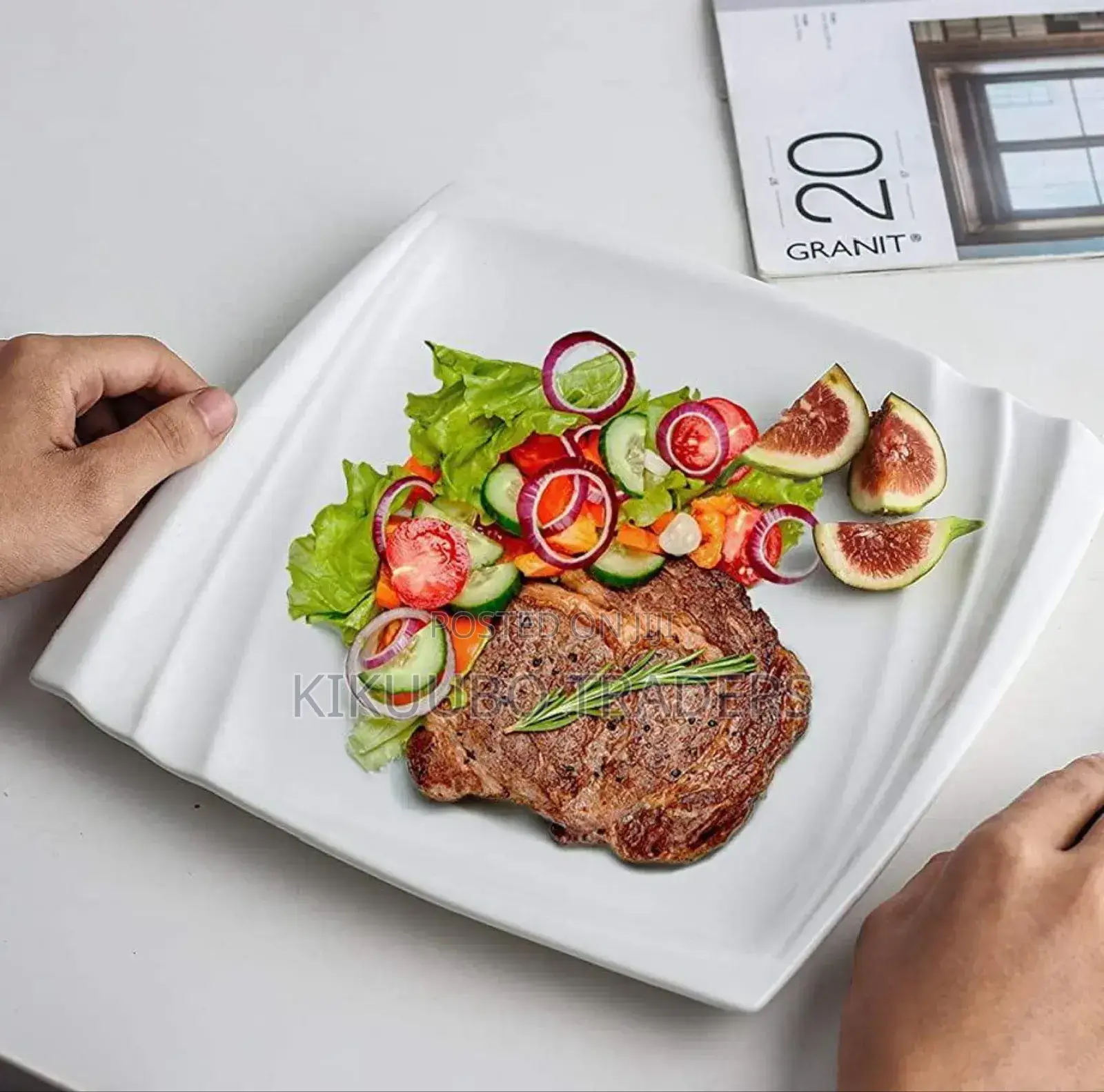12pcs Square Salad Plates- White