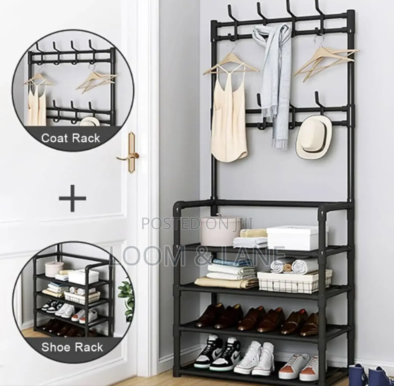 Shoe Rack With Coat Rack Stand Organizer