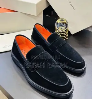 Original Men’S Classic Luxury Santoni Black Suede Loafers