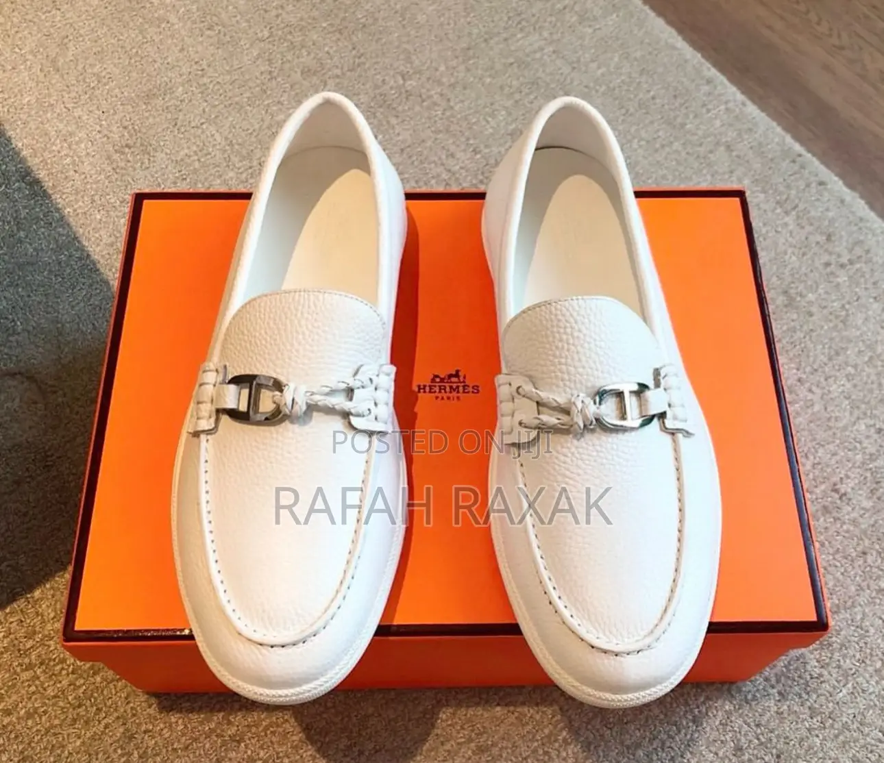 Original Men’S Off-white Hermes Ignacio Leather Loafers