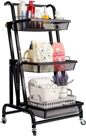 3tier Metallic Rolling Trolley/ Organizer