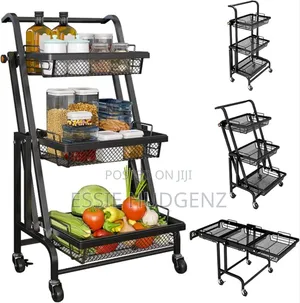 3tier Metallic Rolling Trolley/ Organizer