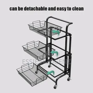 3tier Metallic Rolling Trolley/ Organizer