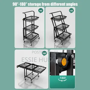 3tier Metallic Rolling Trolley/ Organizer