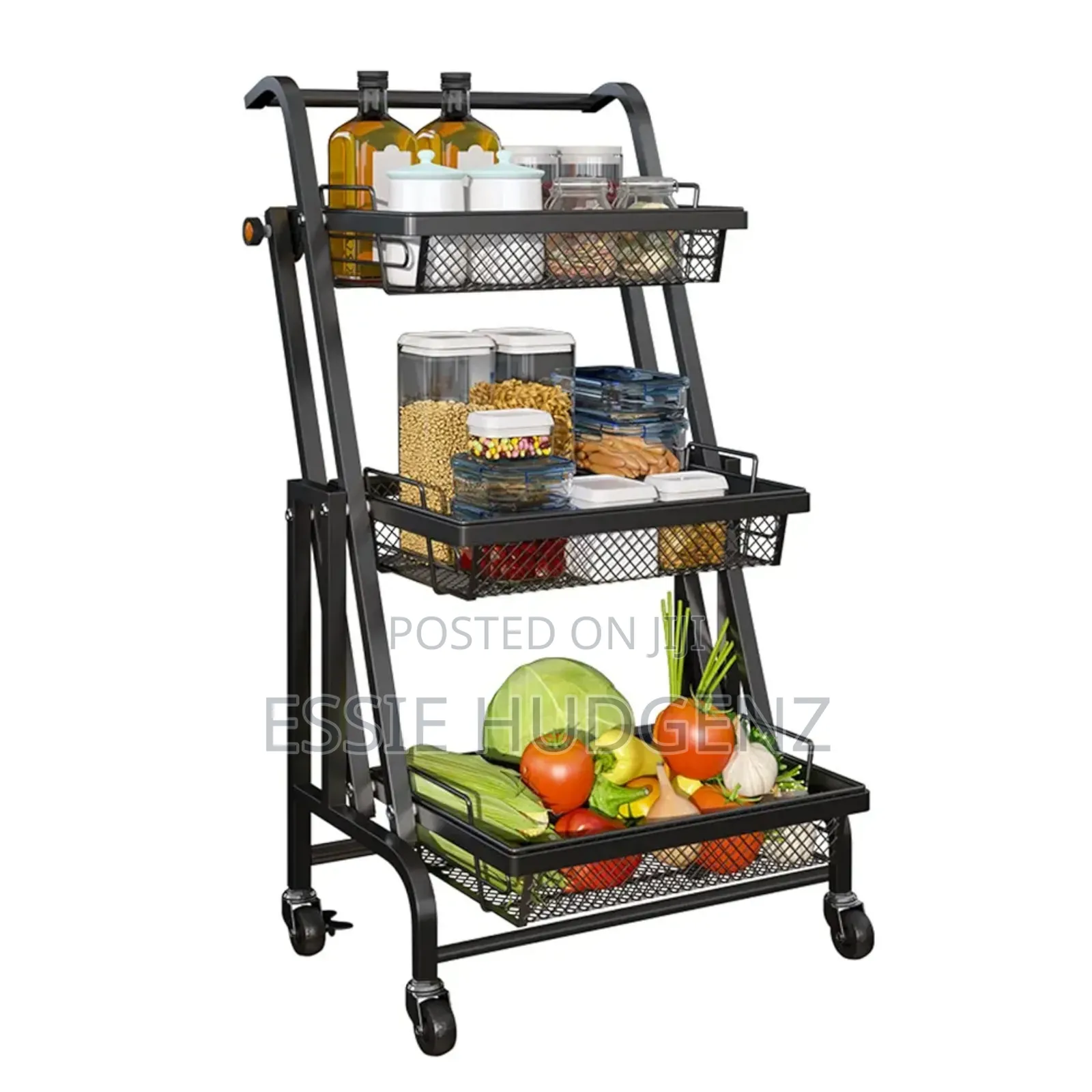 3tier Metallic Rolling Trolley/ Organizer