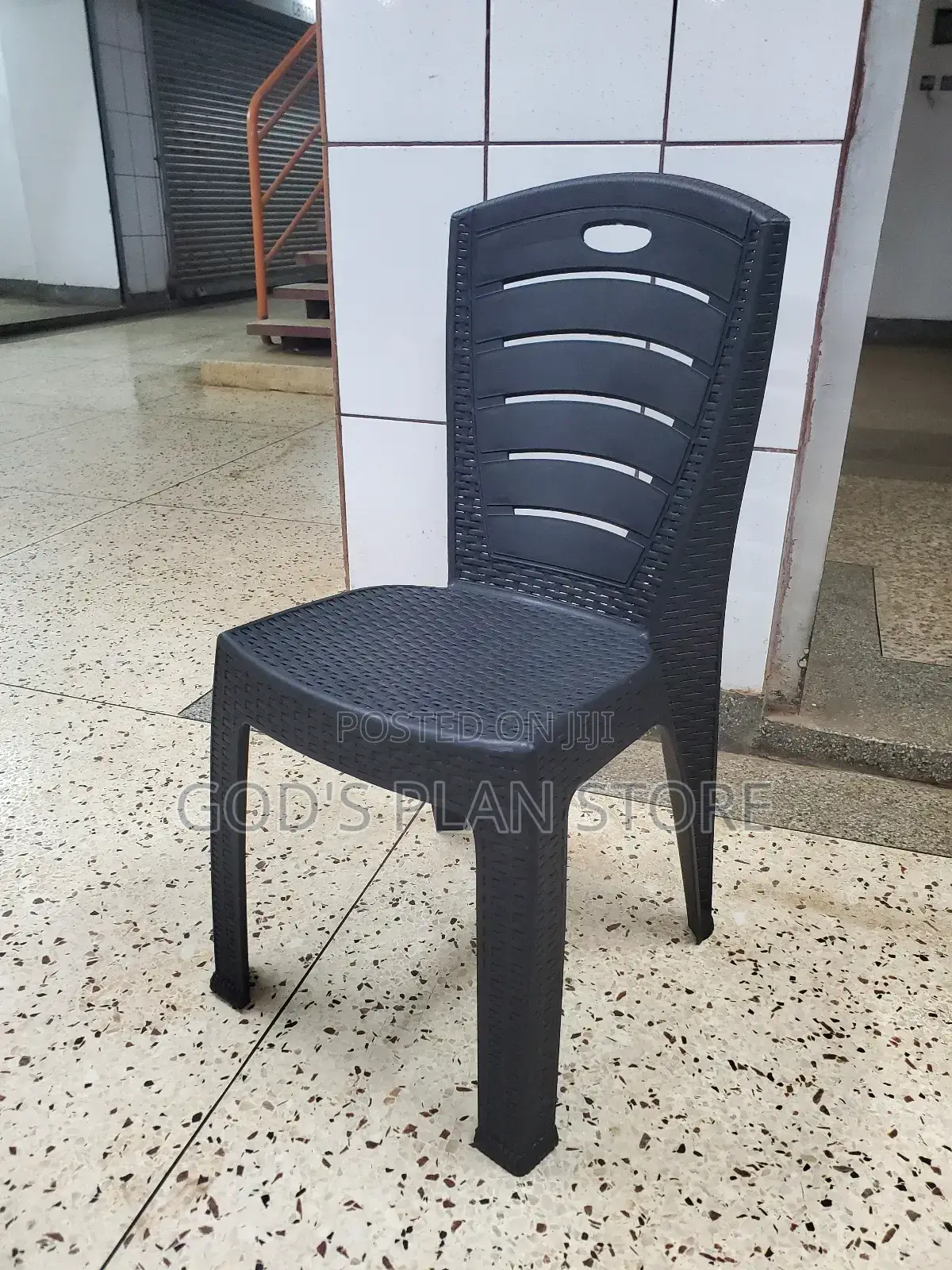 Checked Armless Plastic Chairs