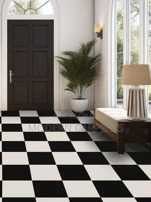 Black and White PVC Tile Carpet 30x30cm