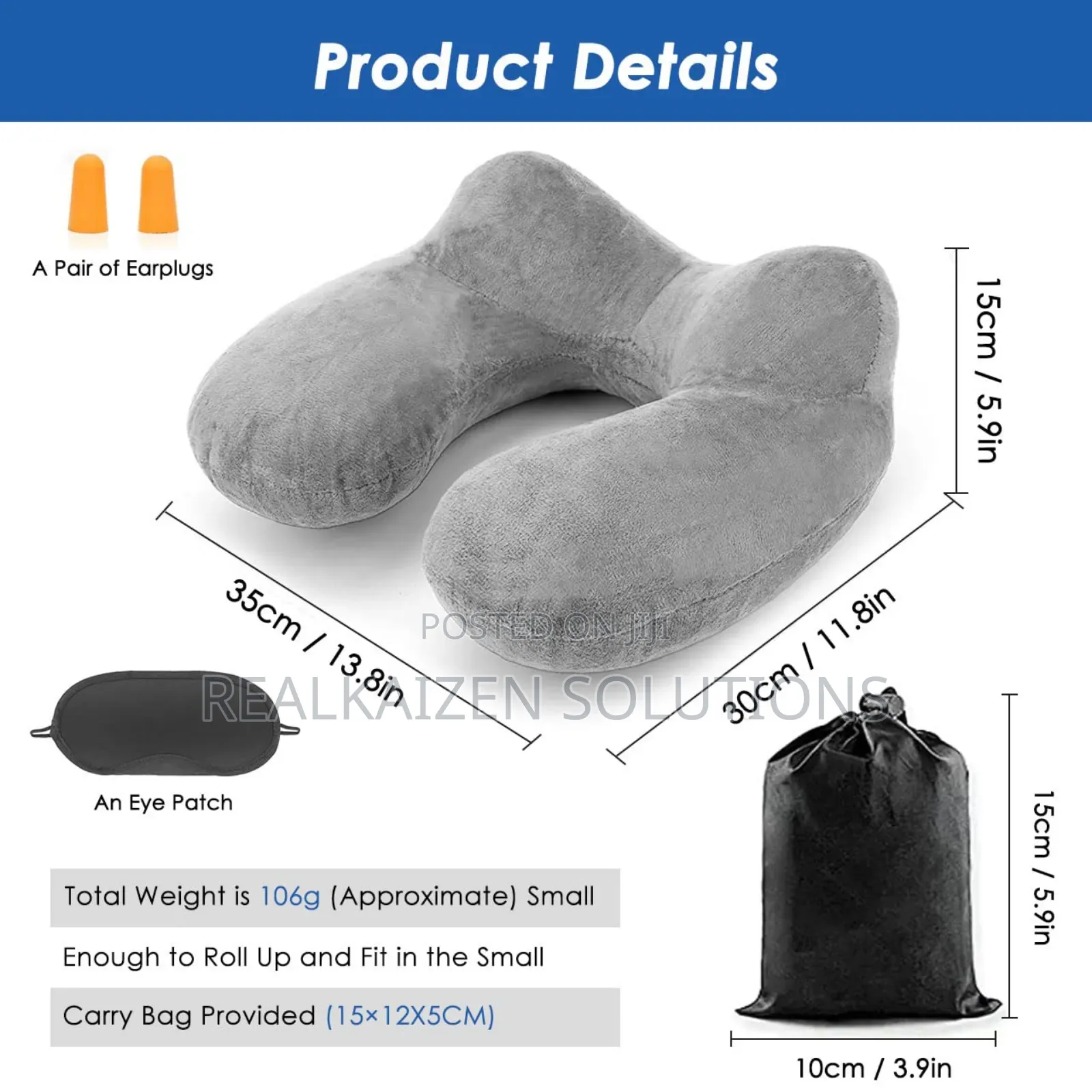 U Shape Fatigue Relief Inflatable Pillow| Eye Mask| Ear Plug