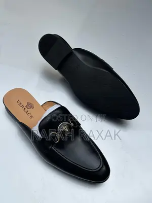 Original Men’S Black Versace Mules Half Shoes