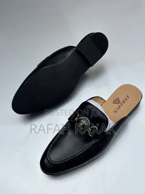 Original Men’S Black Versace Mules Half Shoes