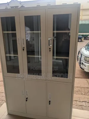 3 Door File Cabinet Half Glass