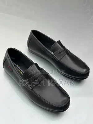 Original Black Clarks Smooth Leather Flat Sole Moccasins