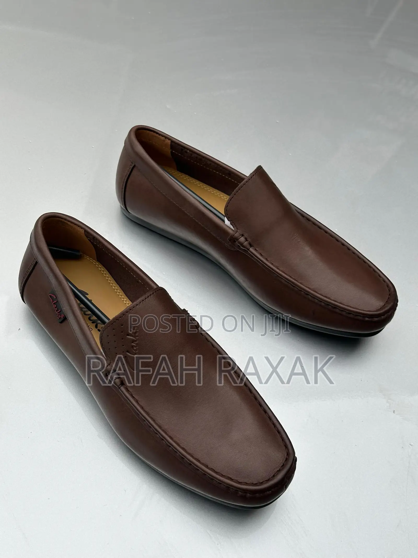 Original Men’S Brown Clarks Flat Sole Leather Moccasins