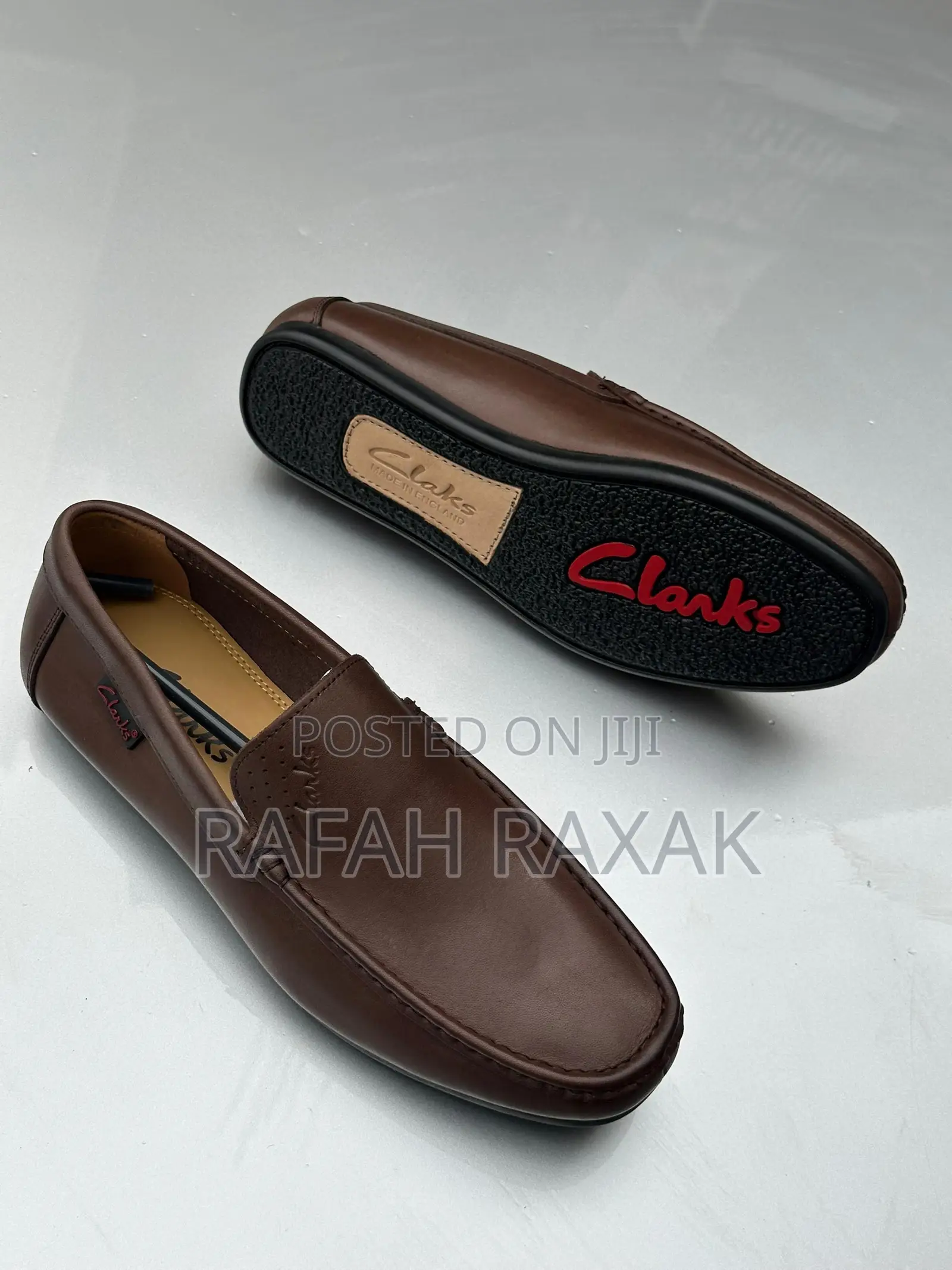Original Men’S Brown Clarks Flat Sole Leather Moccasins